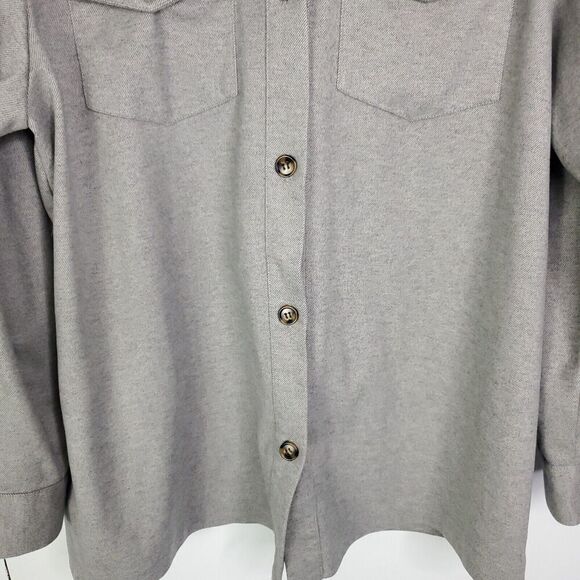 Womens Shacket L Gray Button Front Casual Oversized Fit Collar Weekend - Picture 3 of 7